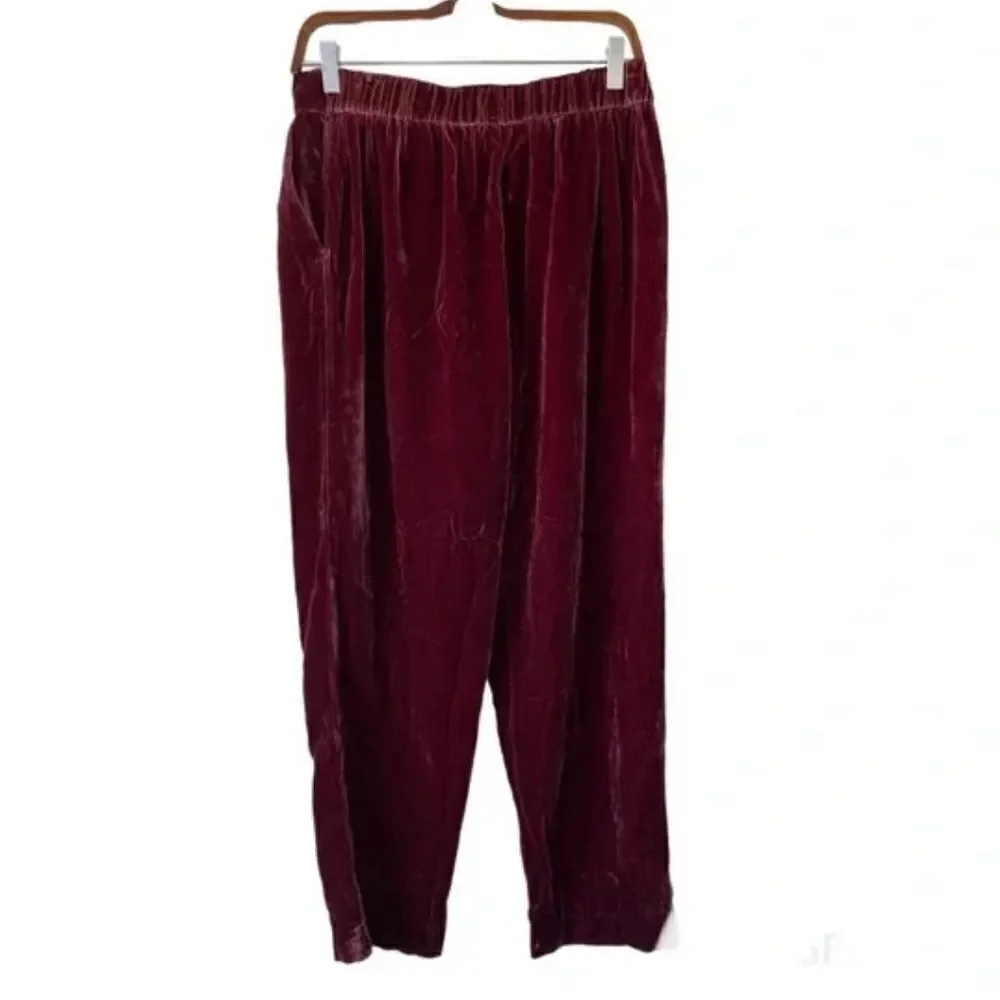 Madewell Velvet Tapered Pleat Pull-On Pants S